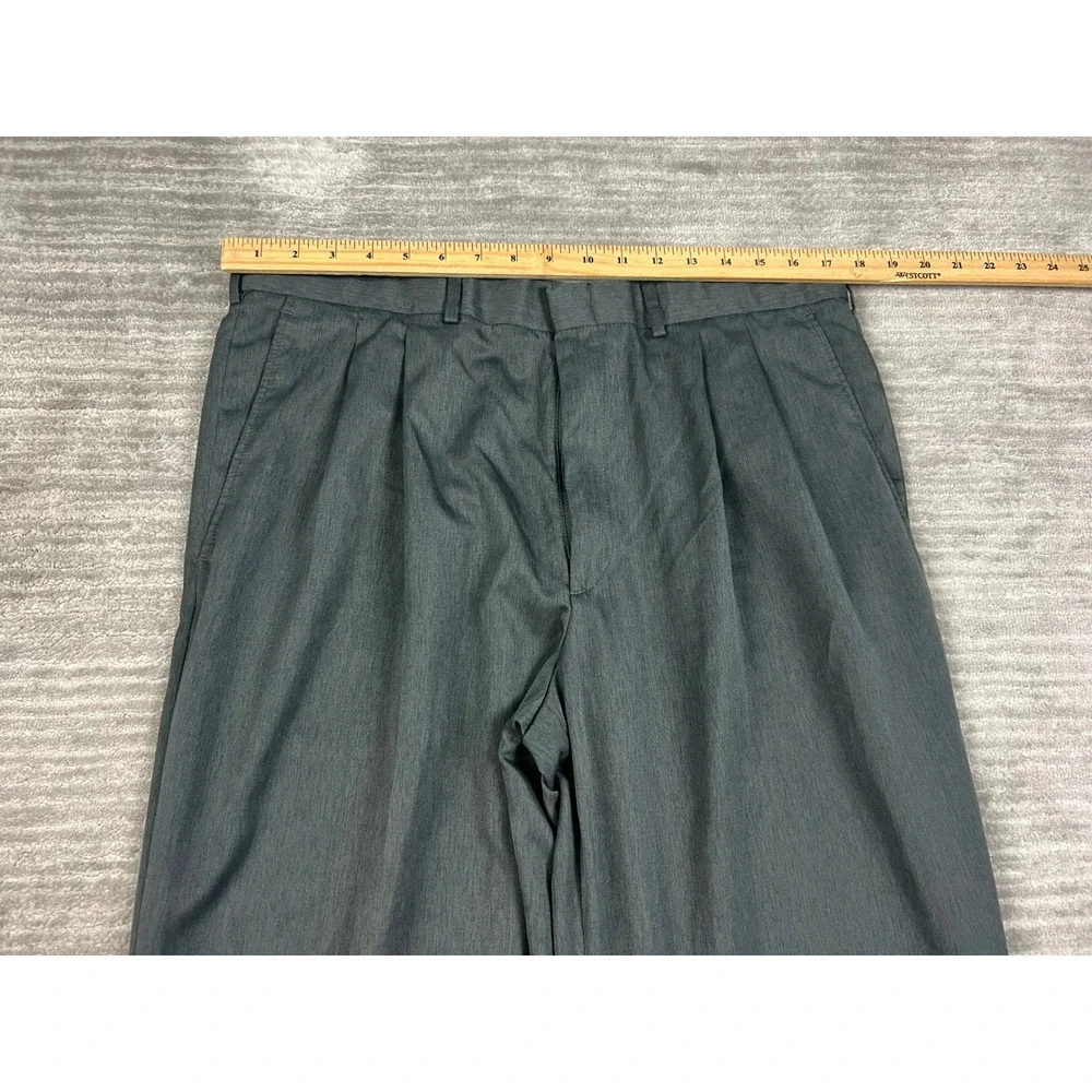 Farah Dress Pants Mens 36x32 Gray Double Pleated Cuffed Straight Leg Trousers